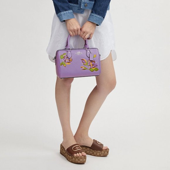 🌸🌿 Coach Rowan Satchel With Rose Print - Picture 7 of 14